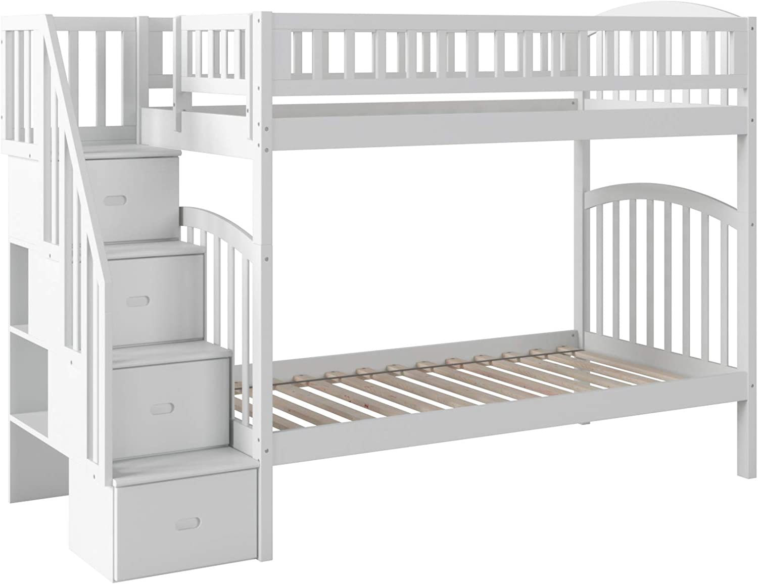 AFI Westbrook Staircase Bunk with Turbo Charger, Twin/Twin, White