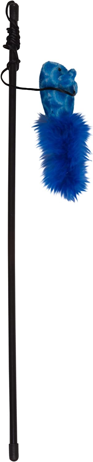 Boss Pet Chomper Kylie's Brites Feather Mouse Teaser Toy for Pets, Assorted Colors