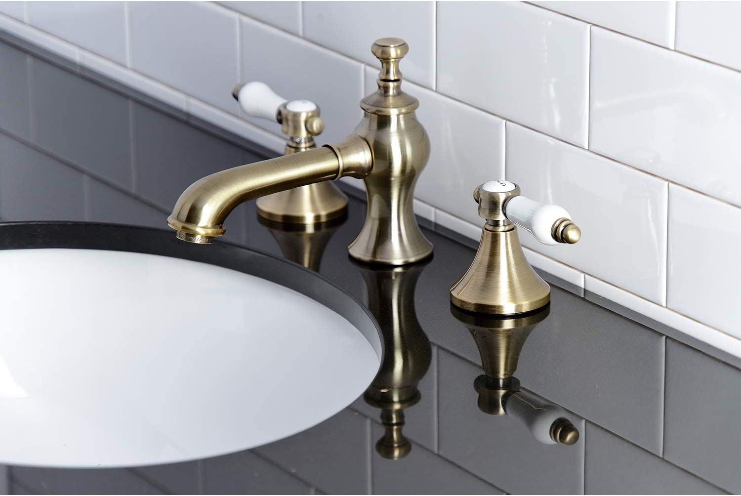 Kingston Brass KC7063BPL Bel-Air 8 in. Widespread Bathroom Faucet, Antique Brass