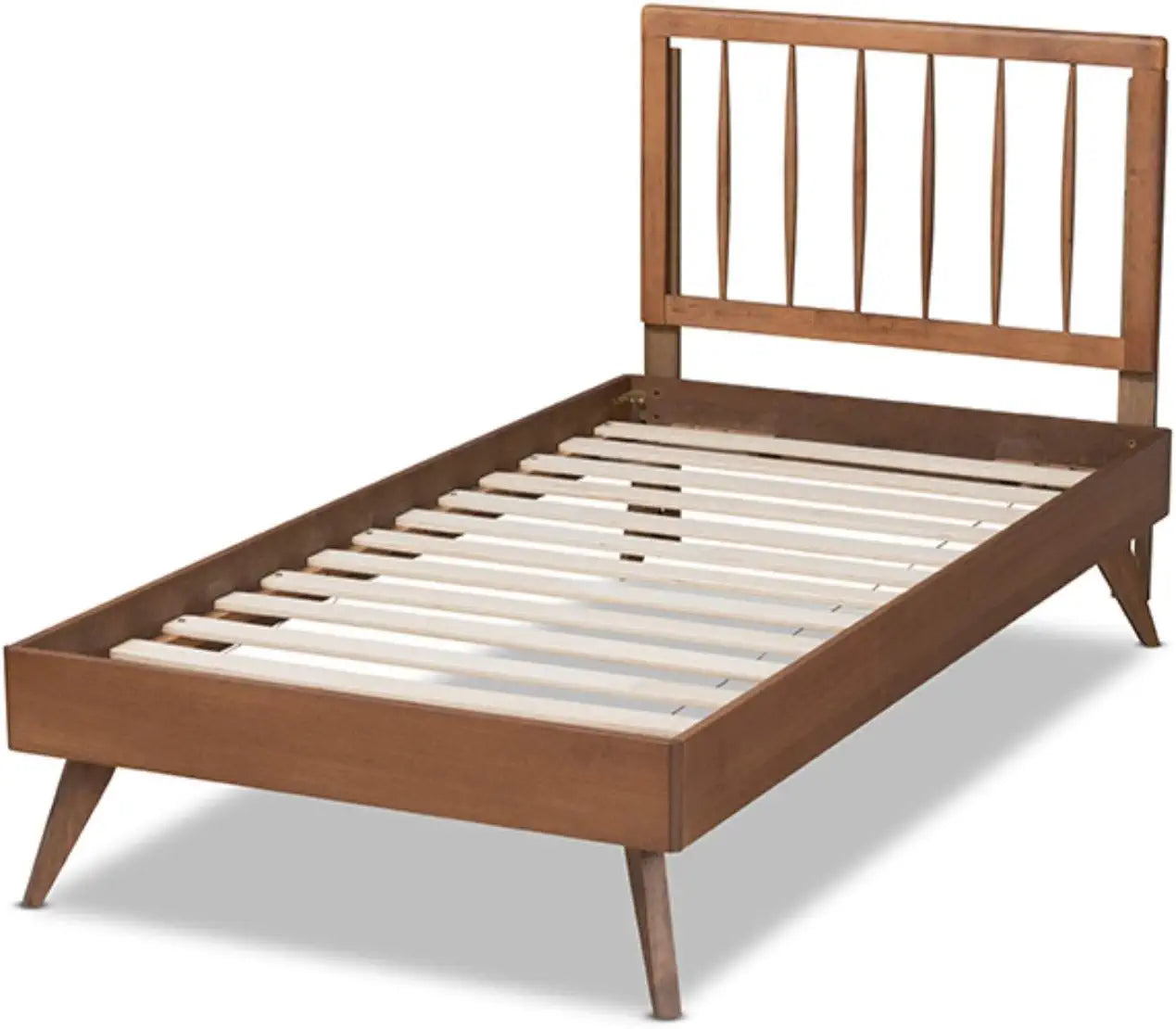 Baxton Studio Toru Mid-Century Modern Ash Walnut Finished Wood Twin Size Platform Bed