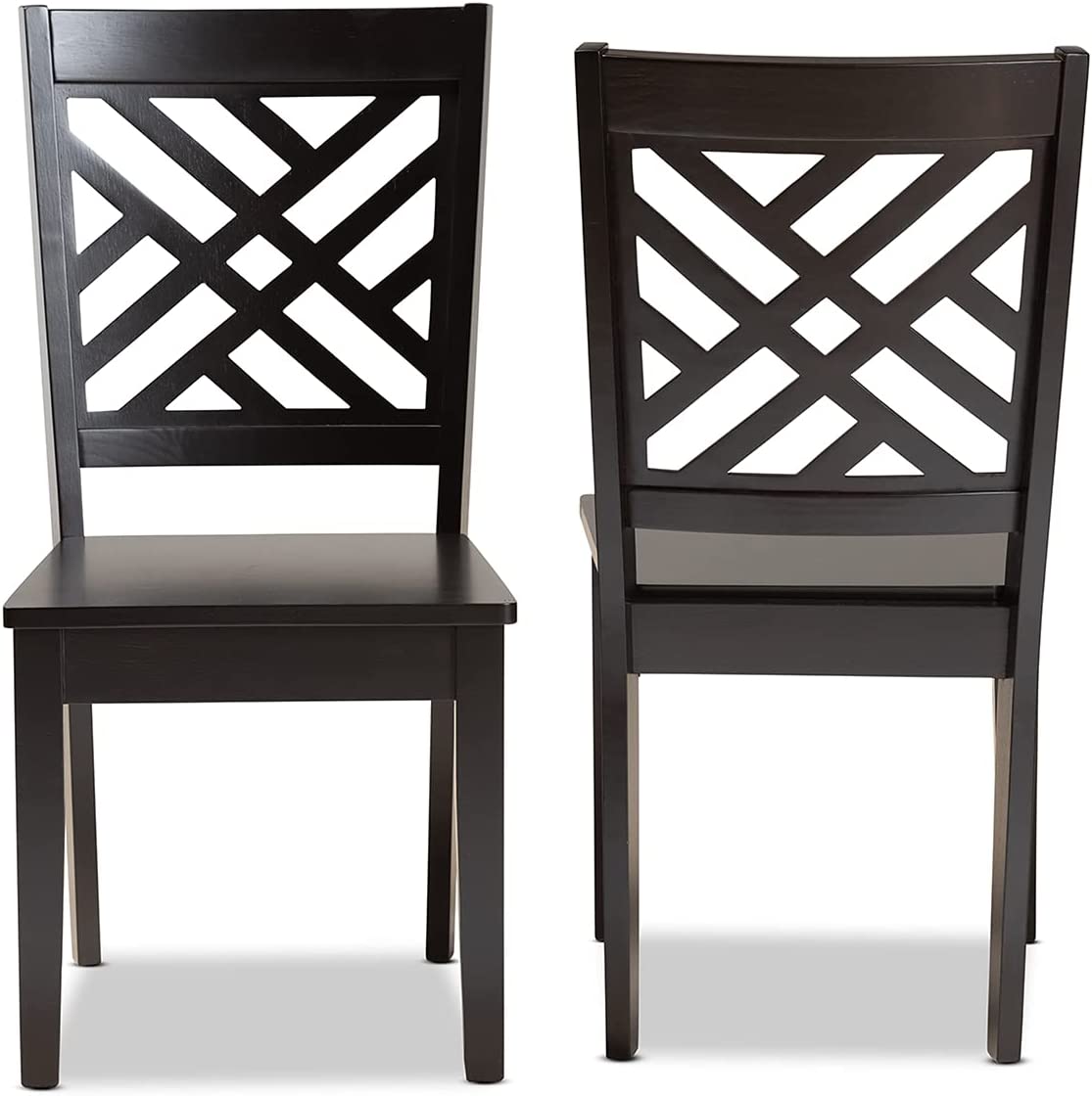 Baxton Studio Caron Modern and Contemporary Transitional Dark Brown Finished Wood 2-Piece Dining Chair Set