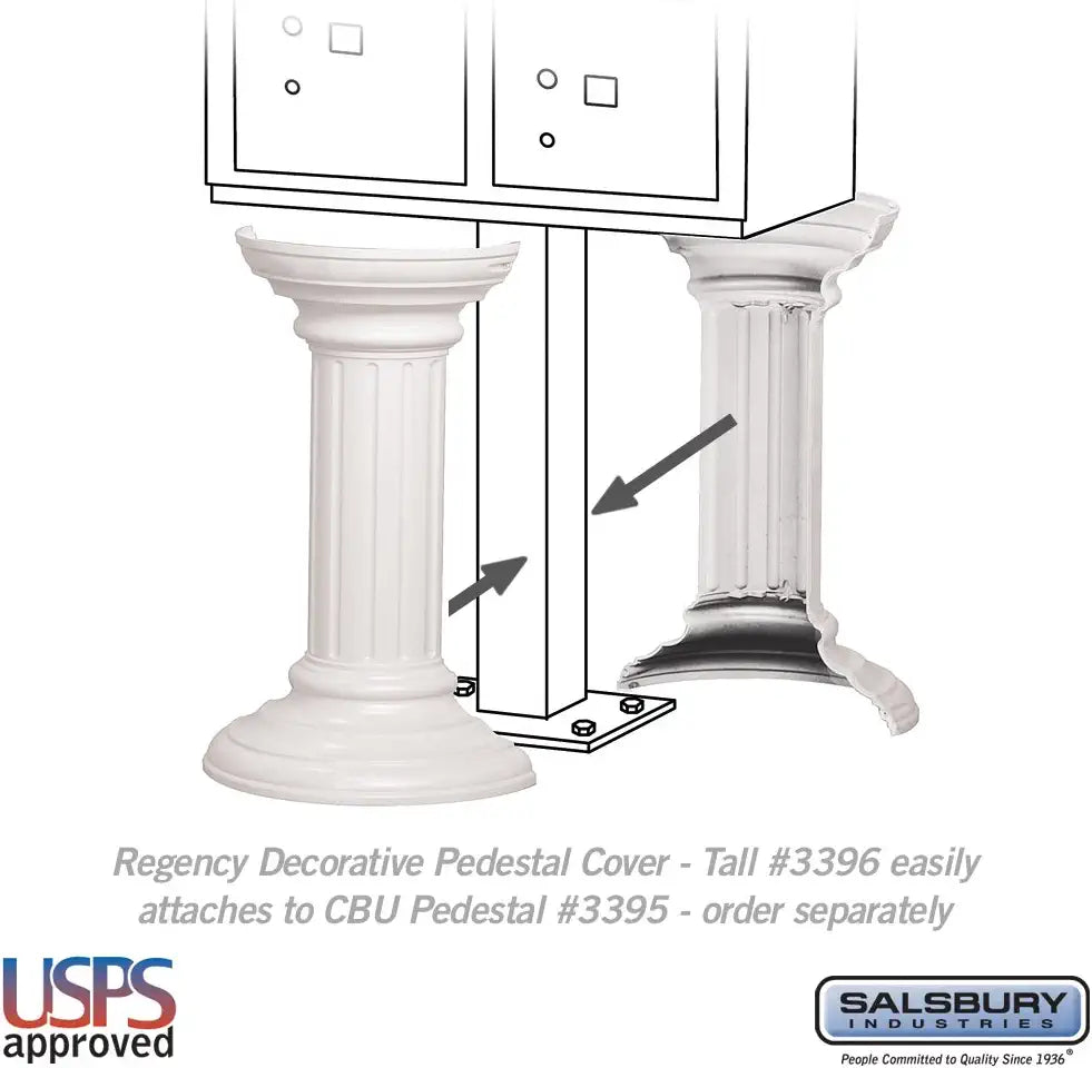 Salsbury Industries 3396WHT Regency Decorative Pedestal Cover Tall, White