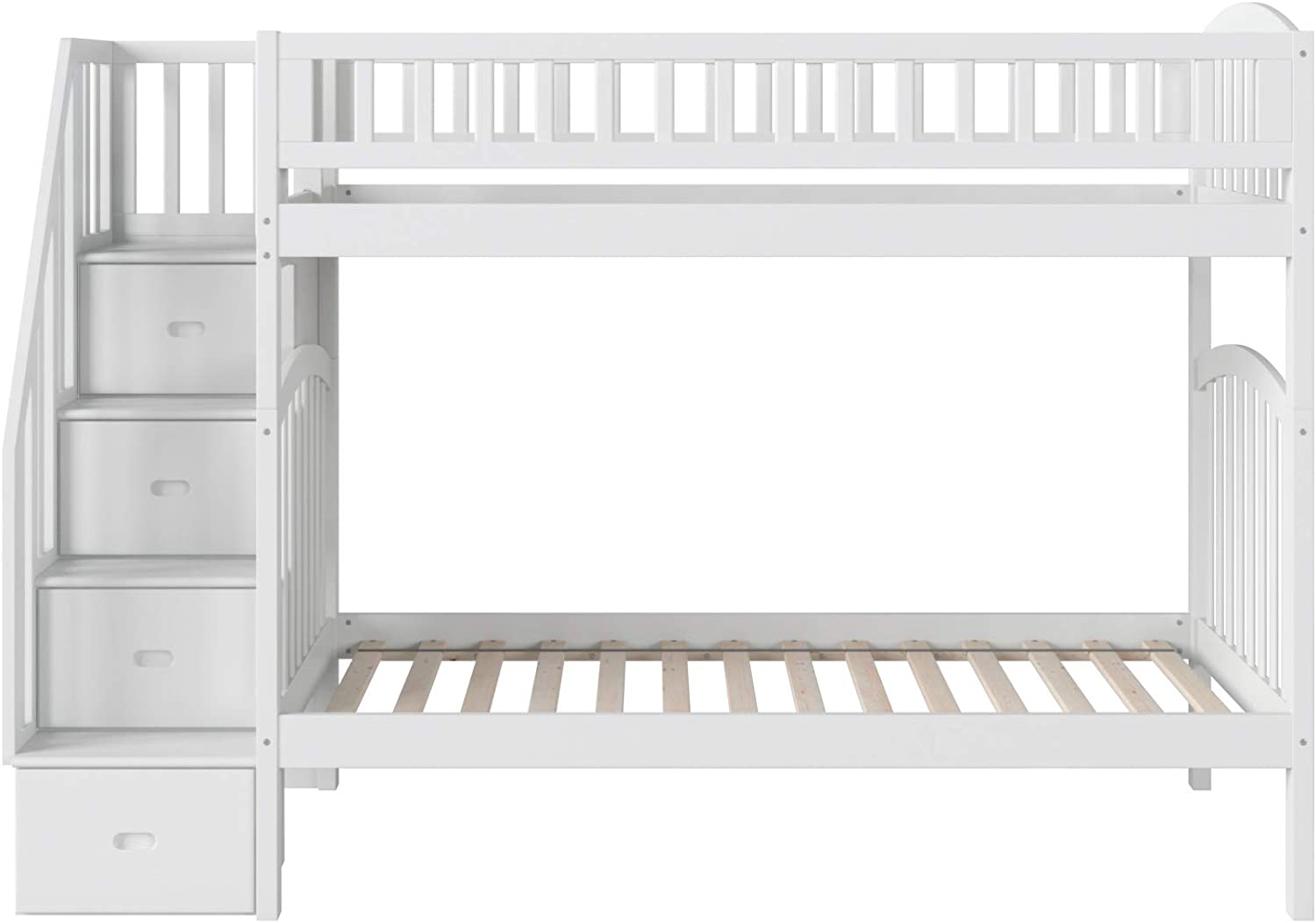 AFI Westbrook Staircase Bunk with Turbo Charger, Twin/Twin, White