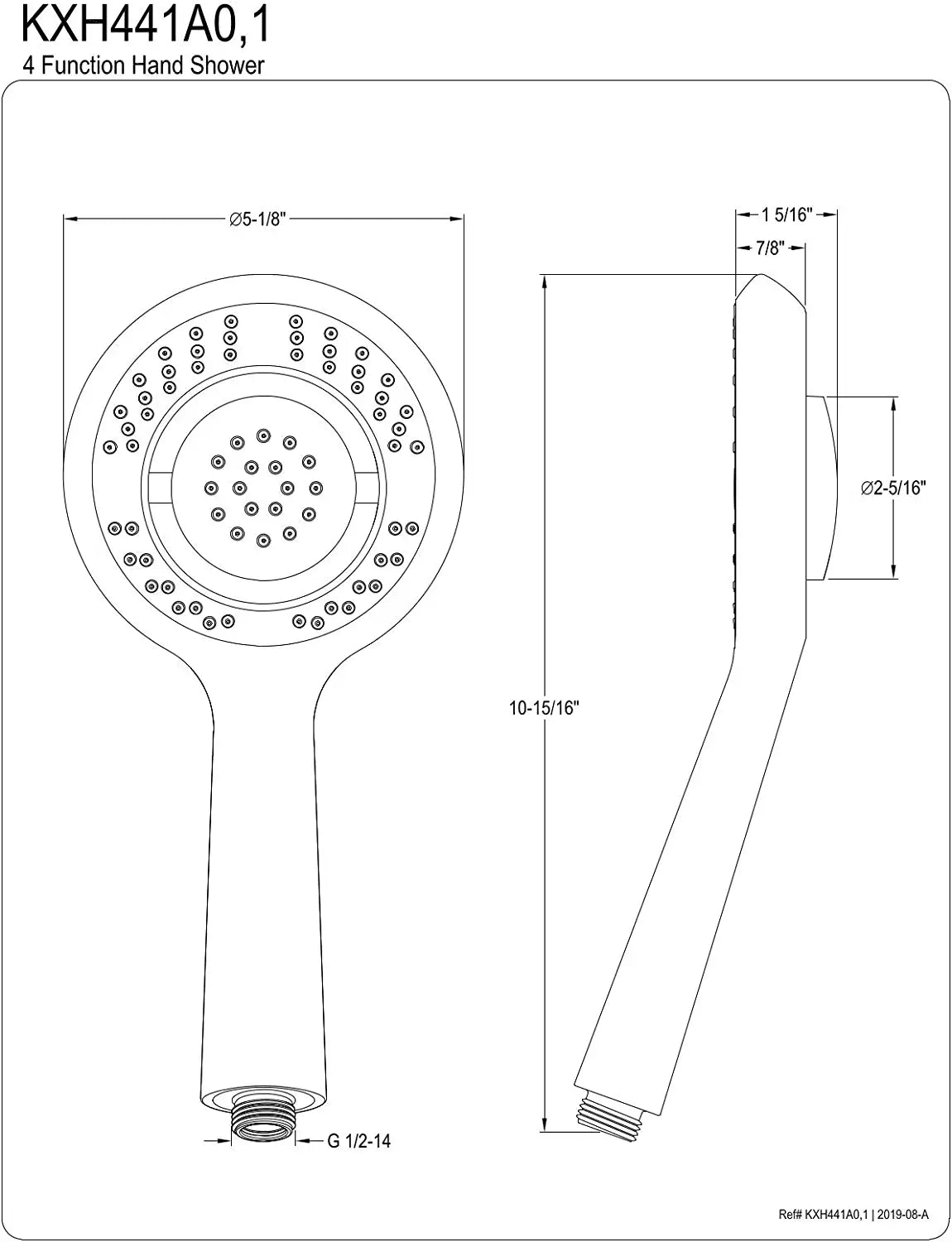 Kingston Brass KXH441A0 Vilbosch Hand Shower Head, Matte Black