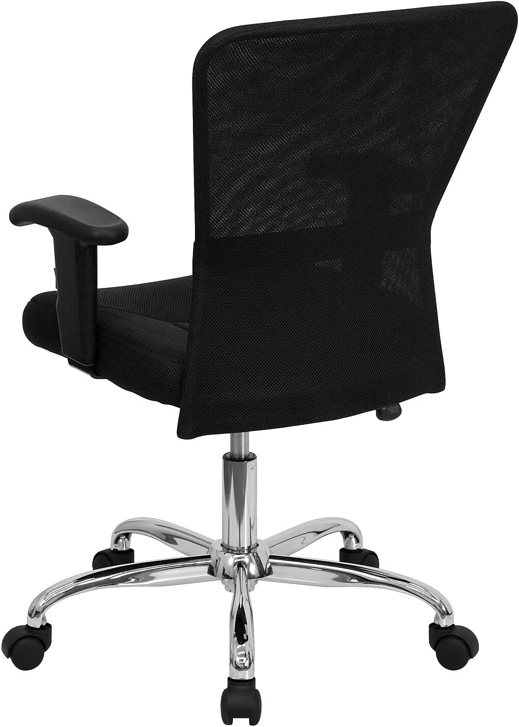 Flash Furniture Mid-Back Black Mesh Contemporary Swivel Task Office Chair with Chrome Base and Adjustable Arms