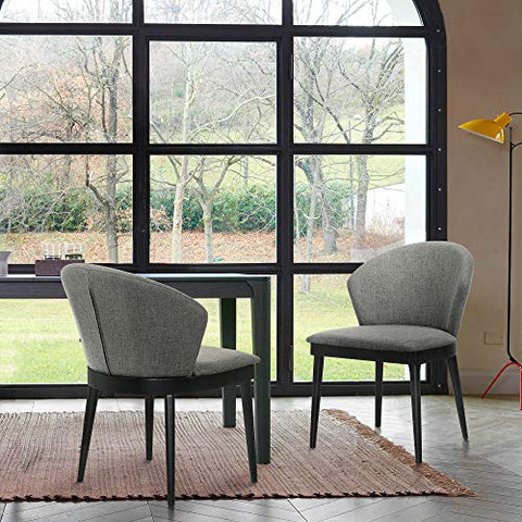 Armen Living Juno Fabric Wood Dining Side Chairs-Set of 2, 19&#34; SH, Charcoal/Black