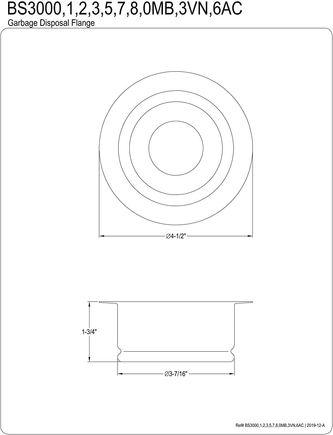 Kingston Brass BS3006AC Made to Match Garbage Disposal Flange, Antique Copper