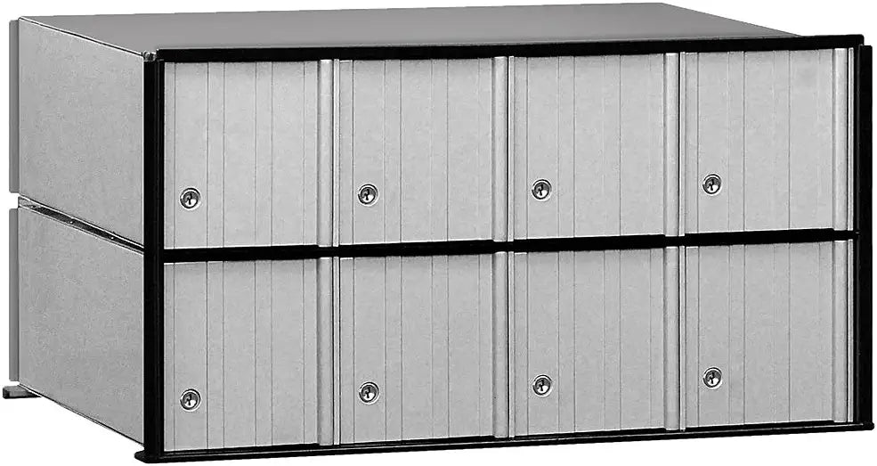 Salsbury Industries 2208 Aluminum Mailbox, 8 Doors, Rack Ladder System, Aluminum with Black Trim