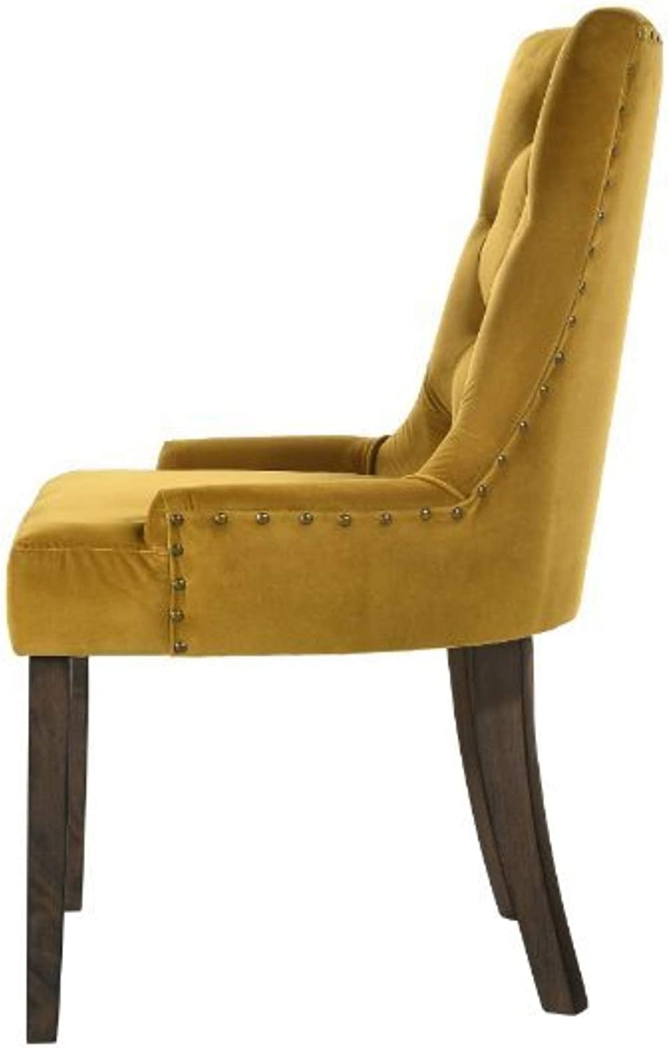 Acme Furniture Farren Side Chair, Beige Fabric &amp; Espresso Finish