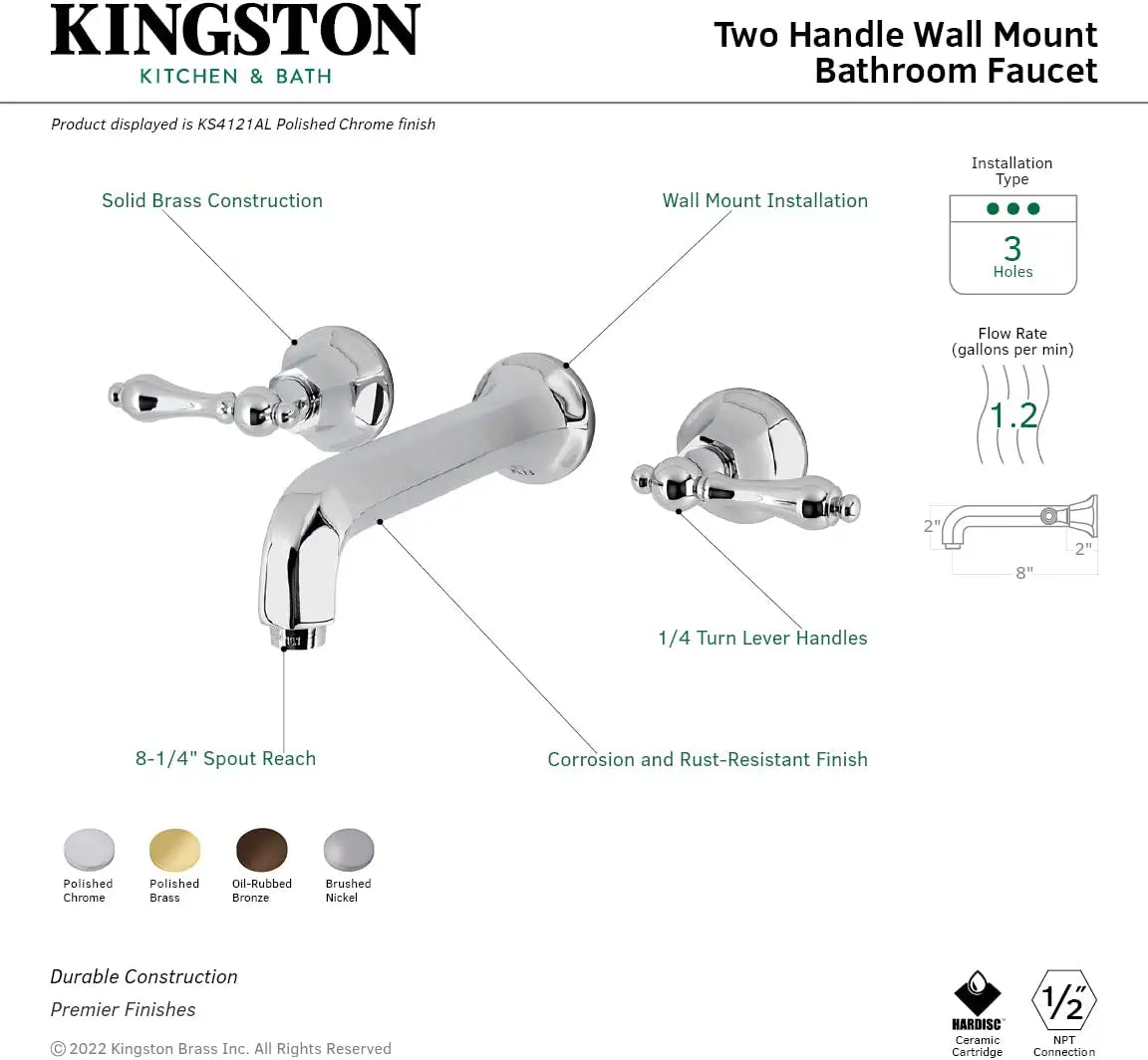 Kingston Brass KS4125AL Metropolitan Bathroom Faucet, Oil Rubbed Bronze