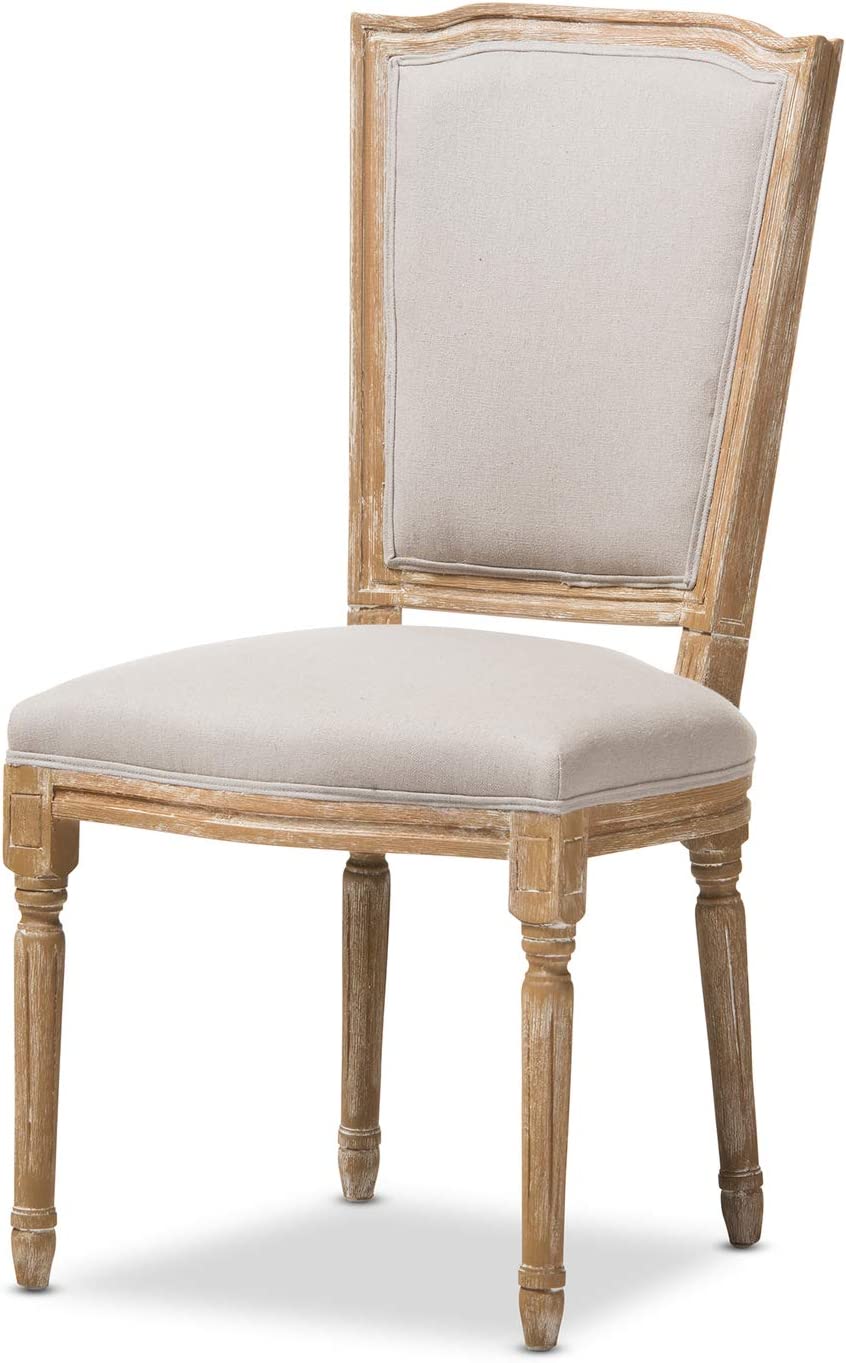 Baxton Studio Cadencia French Vintage Cottage Upholstered Dining Side Chair