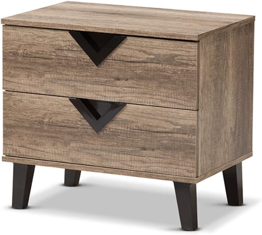 Baxton Studio Swanson Modern and Contemporary Light Brown Wood 2-Drawer Nightstand