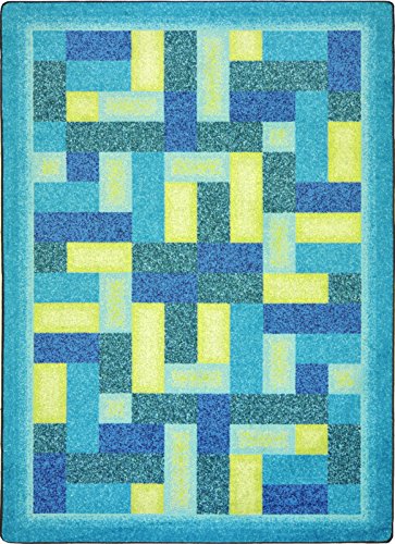 Joy Carpets Kid Essentials Off Beat Teen Area Rugs, 92-Inch by 129-Inch by 0.36-Inch, Teal