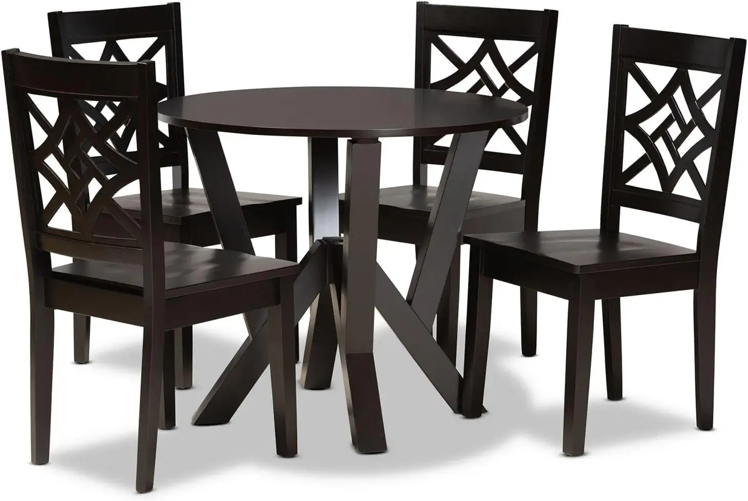 Baxton Studio Kaila Modern and Contemporary Dark Brown Finished Wood 5-Piece Dining Set