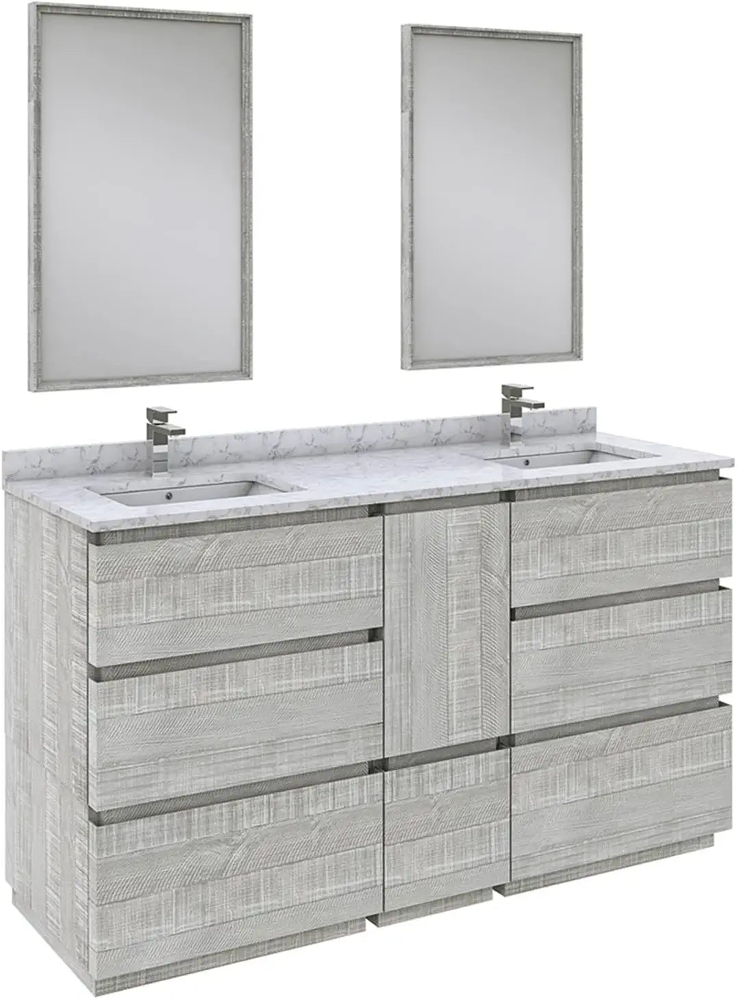 Fresca Formosa 60&#34; Floor Standing Double Sink Modern Bathroom Vanity w/Mirrors in Ash