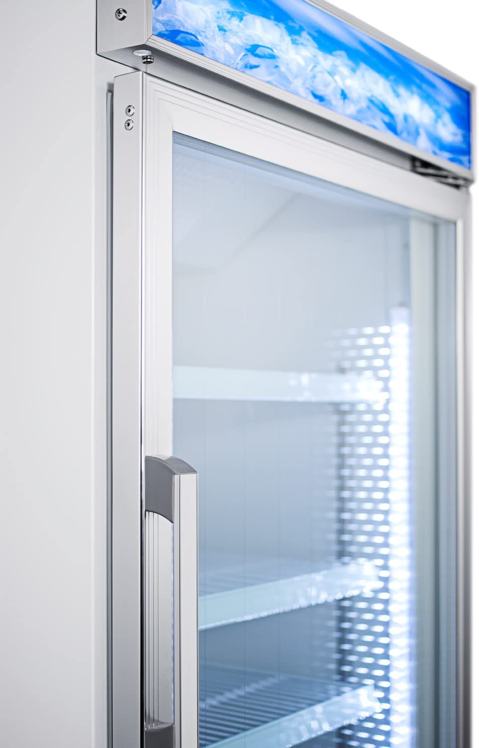 Summit Appliance SCFU1211 Upright Commercial Display 27&#34; Wide All-Freezer with Digital Thermostat, Frost-Free Operation, Cantilevered Shelves, Interior Light and Self-Closing Glass Door