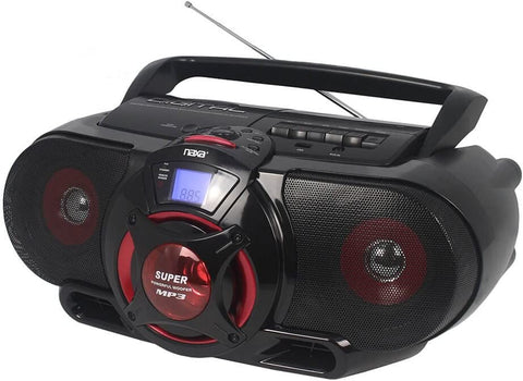 Naxa Electronics NPB-273 Portable Bluetooth, MP3/CD AM/FM Stereo Radio Cassette Player/Recorder with Subwoofer and USB Input Boombox