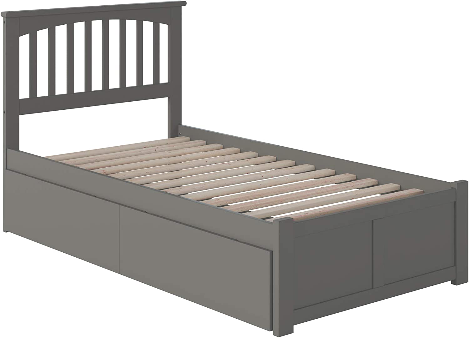 AFI Mission Platform Flat Panel Footboard and Turbo Charger with Urban Bed Drawers, Twin XL, Grey