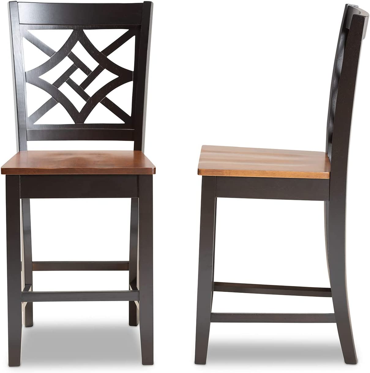 Baxton Studio Nicolette Modern and Contemporary Two-Tone Dark Brown and Walnut Brown Finished Wood 2-Piece Counter Stool Set