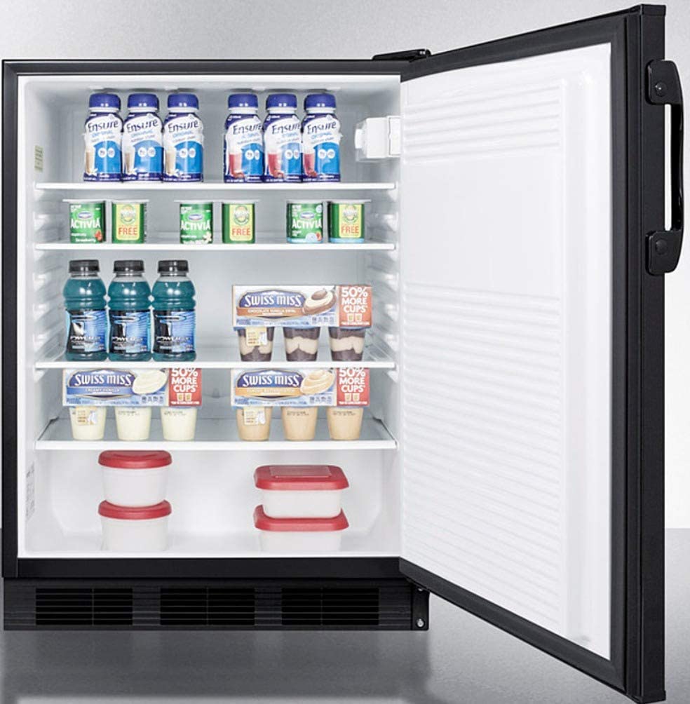 Summit Appliance FF7BKBI Commercially Listed Built-in Undercounter All-Refrigerator for General Purpose Use with Flat Door Liner, Automatic Defrost, Adjustable Thermostat and Black Exterior