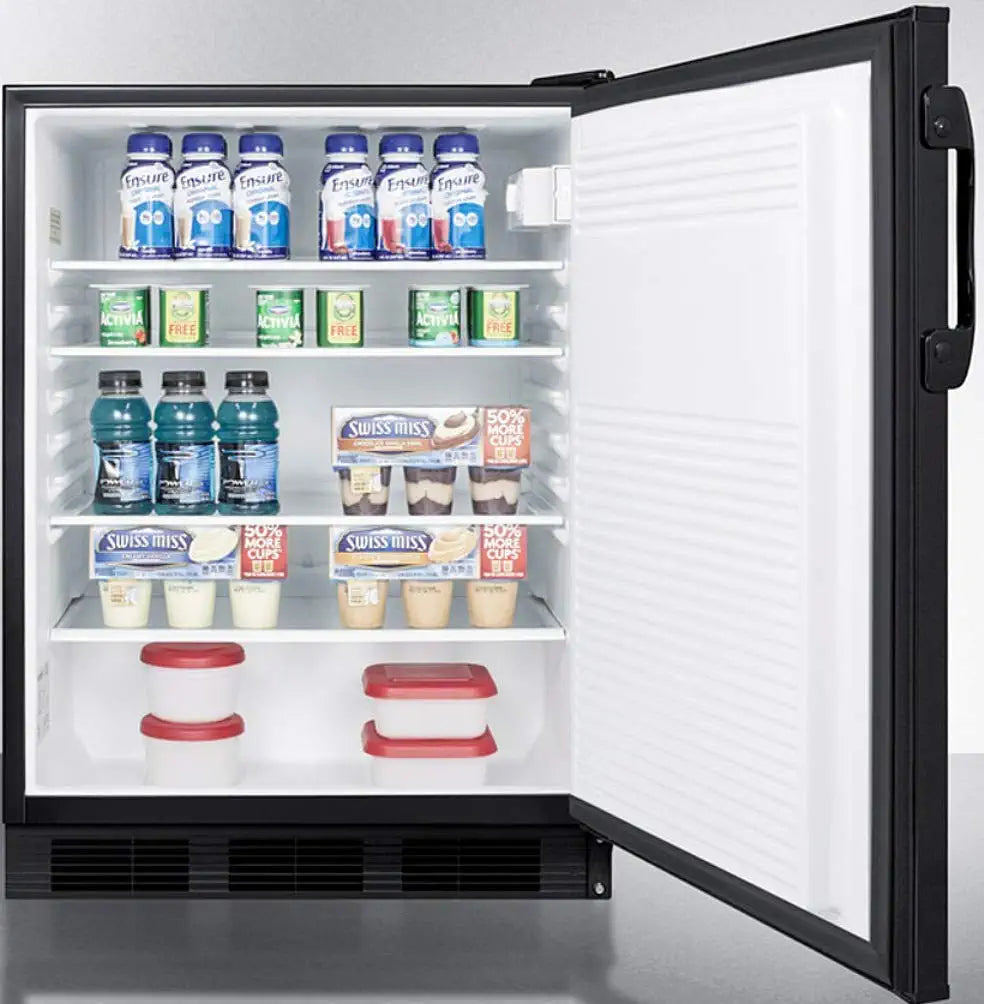 Summit Appliance FF7BK Commercially Listed Freestanding All-Refrigerator for General Purpose Use with Flat Door Liner, Automatic Defrost, Deep Shelf Space, Adjustable Thermostat and Black Exterior