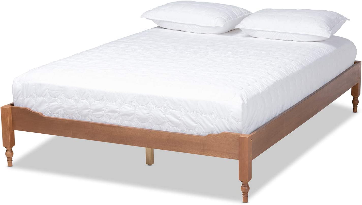 Baxton Studio Laure French Bohemian Ash Walnut Finished Wood Full Size Platform Bed Frame