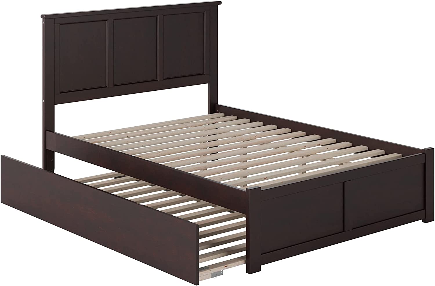 AFI Madison Platform Bed with Flat Panel Footboard and Turbo Charger with Twin Size Urban Trundle, Full, Espresso