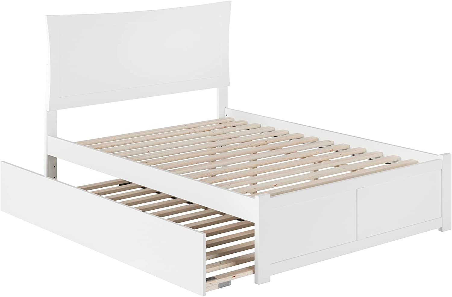 AFI Metro Platform Bed with Flat Panel Footboard and Turbo Charger with Twin Size Urban Trundle, Full, White