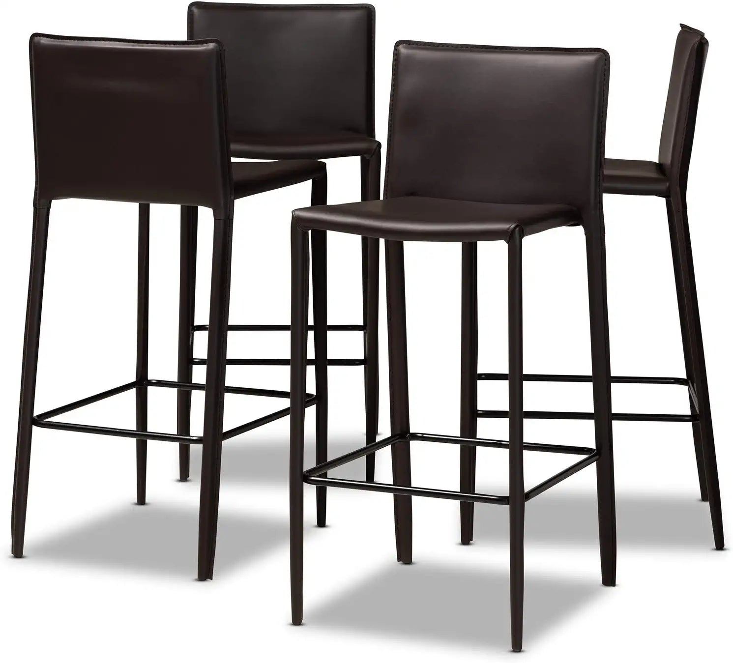 Baxton Studio Malcom Modern and Contemporary Black Faux Leather Upholstered 4-Piece Bar Stool Set