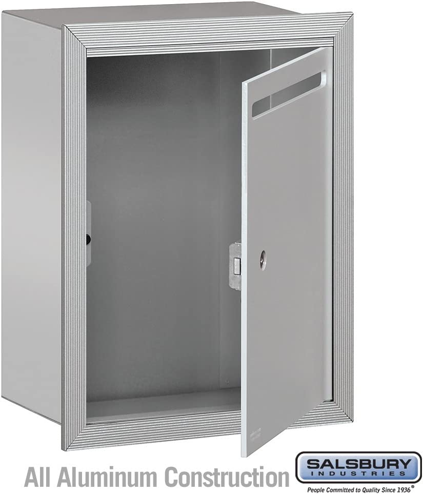 Salsbury Industries 2245AP Standard Recessed Mounted Letter Box with Commercial Lock, Private Access, Aluminum