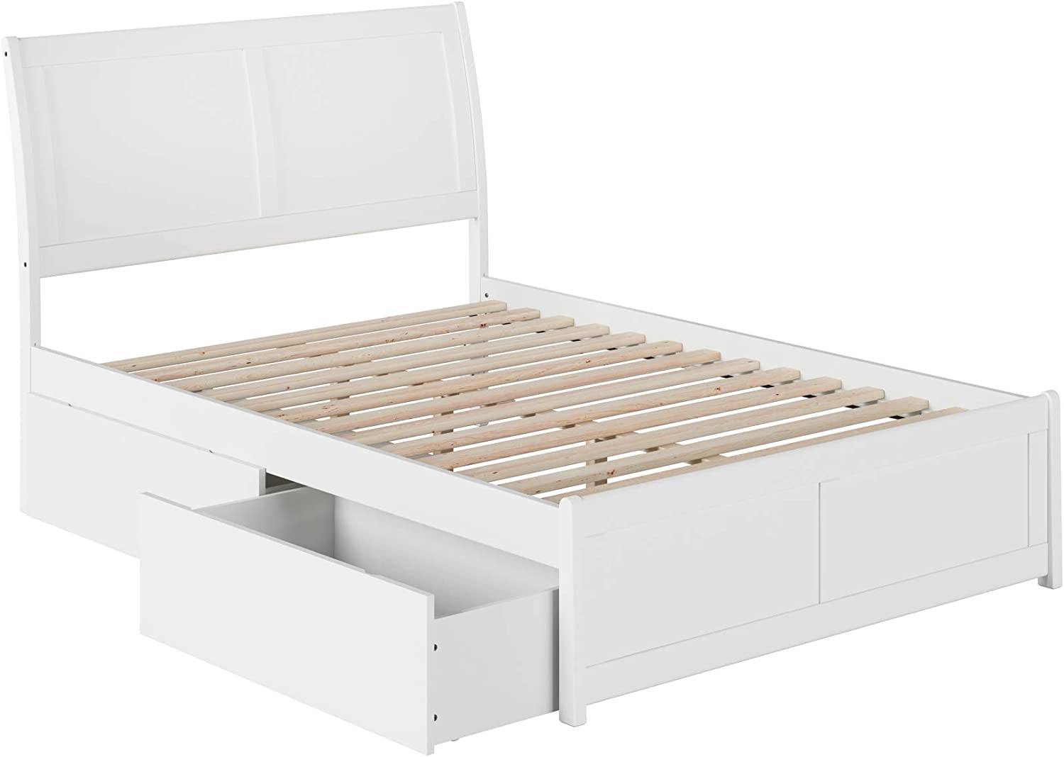 AFI Portland Platform Matching Footboard and Turbo Charger with Urban Bed Drawers, Full, White