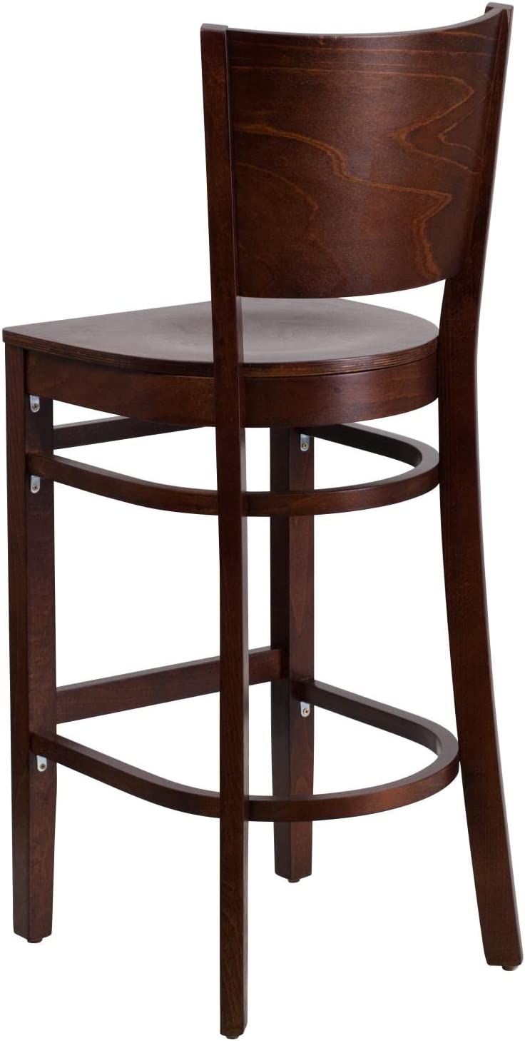 Flash Furniture Lacey Series Solid Back Walnut Wood Restaurant Barstool
