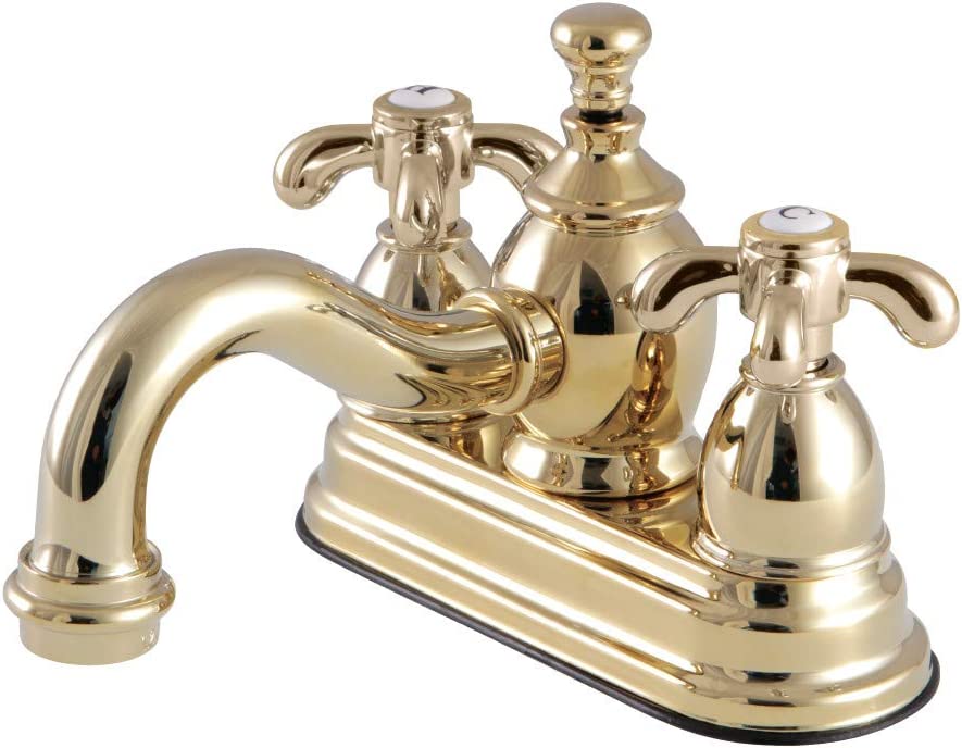 Kingston Brass KS7102TX French Country 4&#34; Centerset Bathroom Faucet, Polished Brass