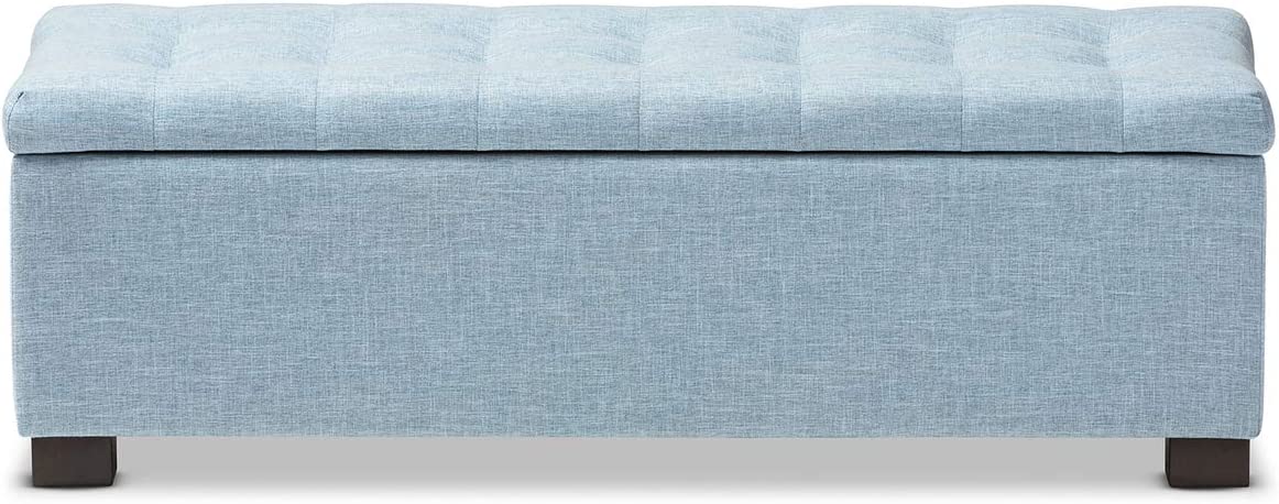 Baxton Studio Roanoke Modern and Contemporary Upholstered Grid-Tufting Storage Ottoman Bench Greyish Beige