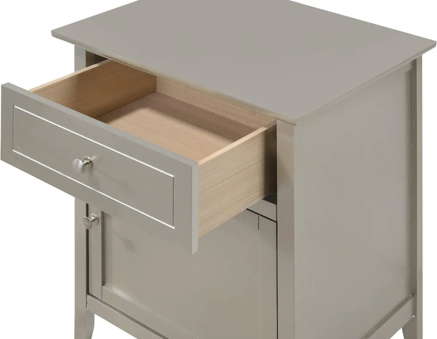 Glory Furniture 1 Drawer /1 Door Nightstand, Silver Champagne