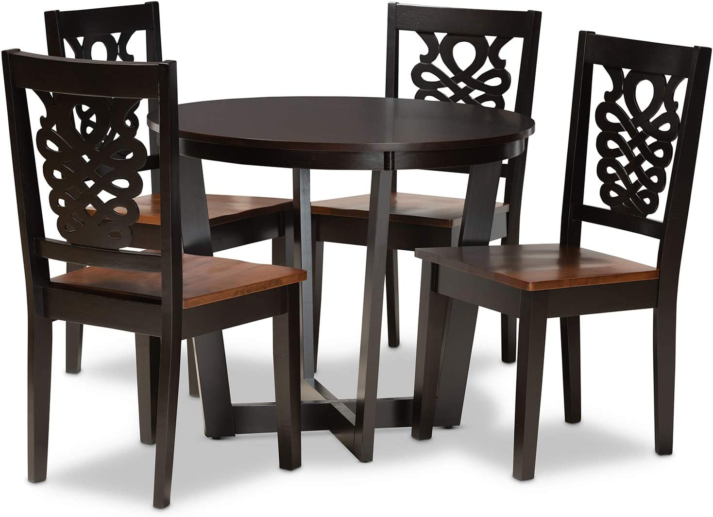 Baxton Studio Salida Modern and Contemporary Transitional Two-Tone Dark Brown and Walnut Brown Finished Wood 5-Piece Dining Set