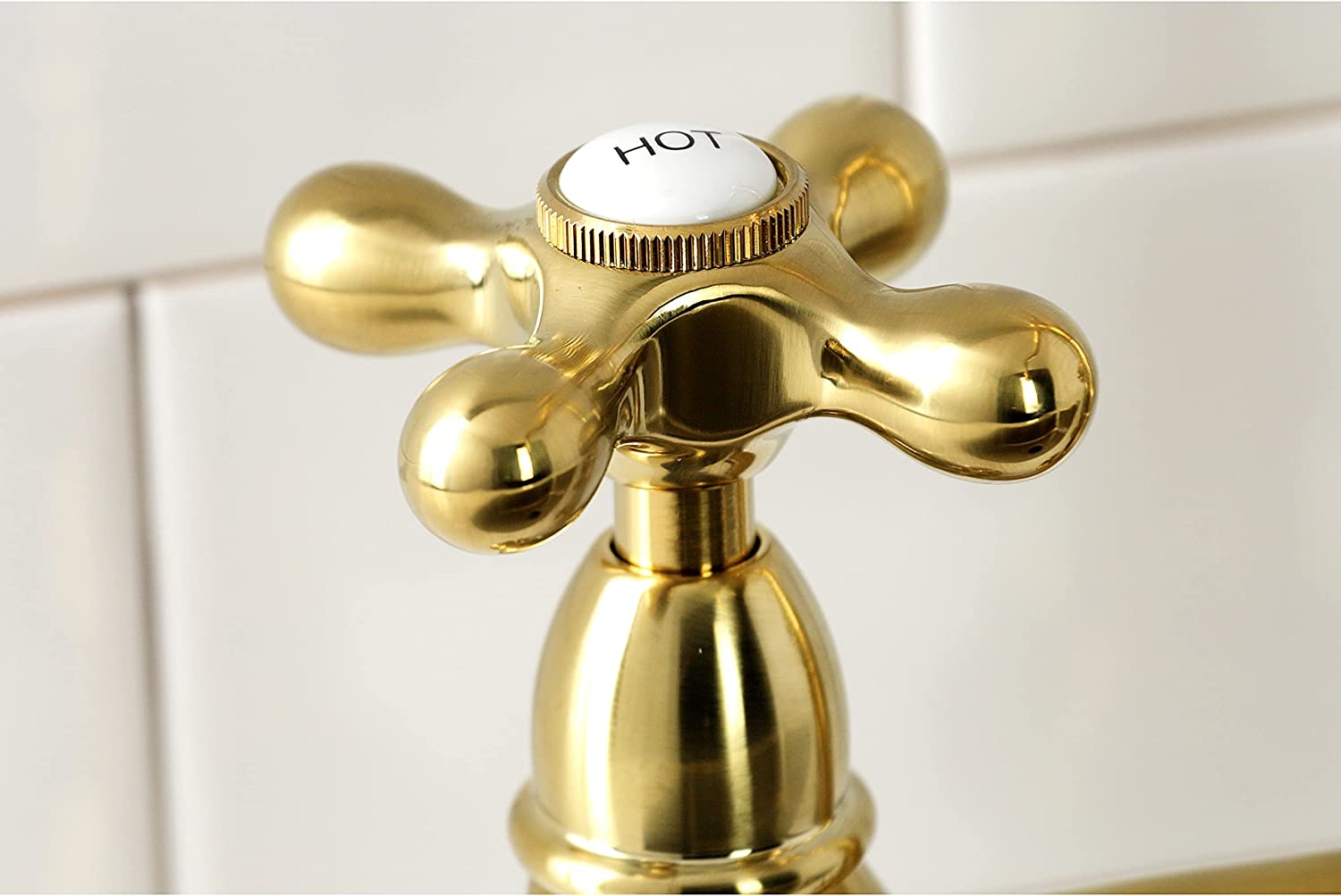 Kingston Brass KS1277AXBS Heritage 8-Inch Kitchen Faucet with Brass Sprayer, Brushed Brass