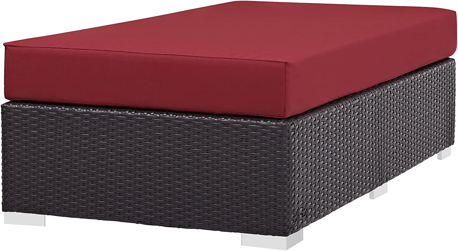 Modway EEI-1847-EXP-RED Convene Patio Fabric Rectangle Ottoman Outdoor Furniture, Espresso Red