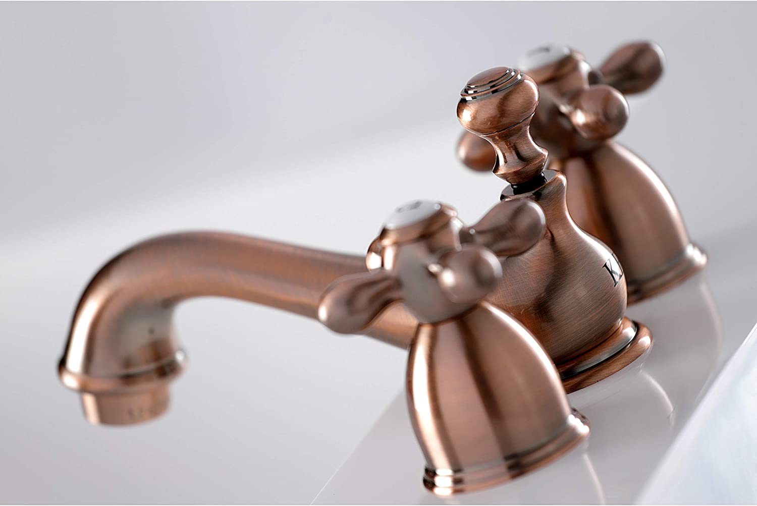 Kingston Brass KS395AXAC Restoration Mini-Widespread Bathroom Faucet, Antique Copper