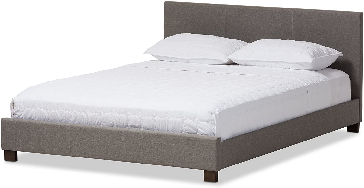 Baxton Studio Elizabeth Modern and Contemporary Beige Fabric Upholstered Panel-Stitched Full Size Platform Bed