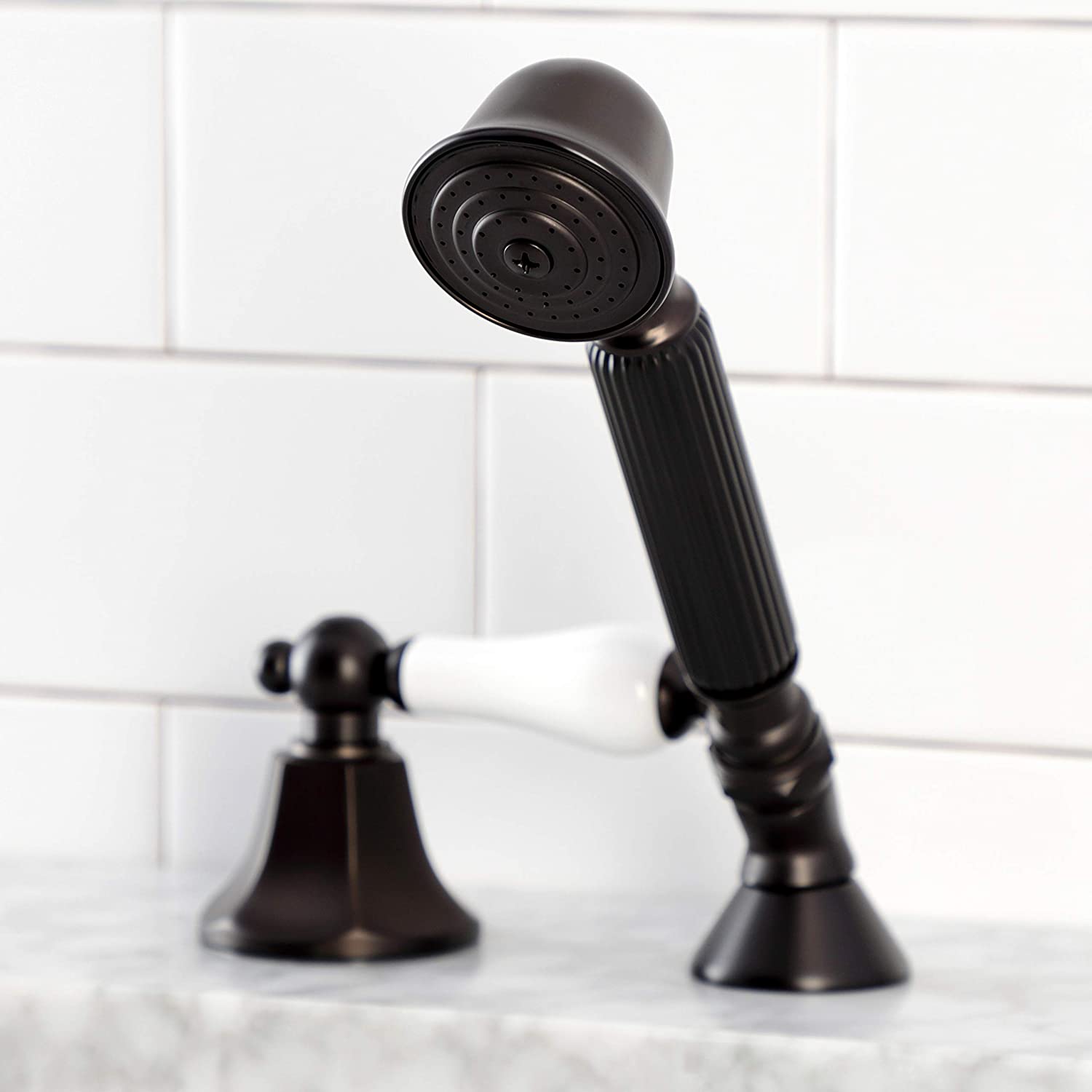 Kingston Brass KSK4305PLTR Deck Mount Hand Shower with Diverter for Roman Tub Faucet, Oil Rubbed Bronze