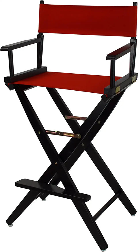 Extra-Wide Premium 30 Directors Chair Black Frame W/Red Color Cover