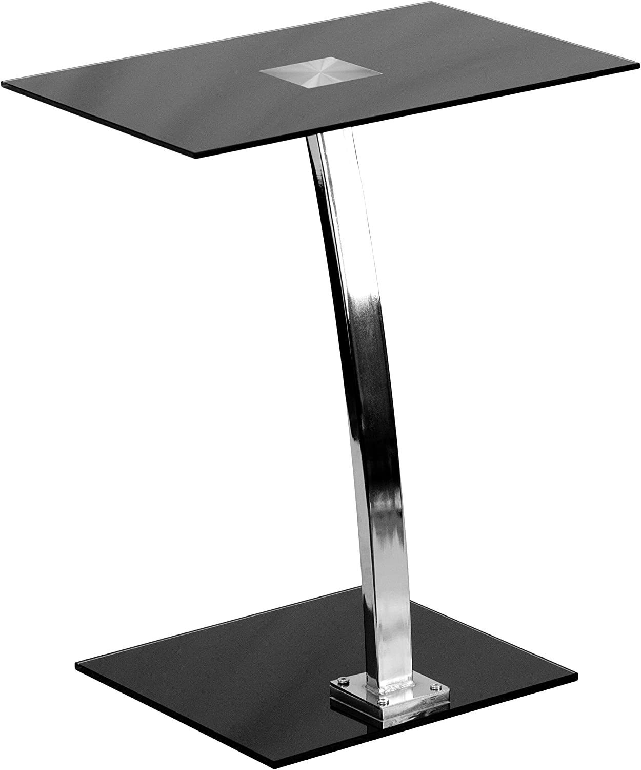 Flash Furniture Laptop Computer Desk with Silk Black Tempered Glass Top