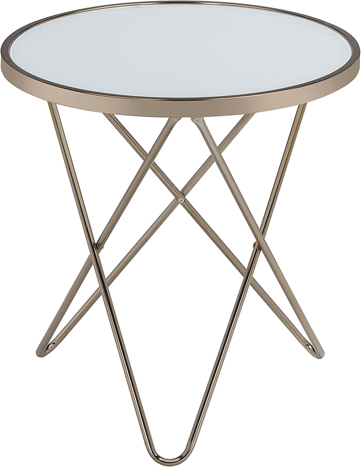 ACME Valora End Table - 81827 - Champagne &amp; Frosted Glass