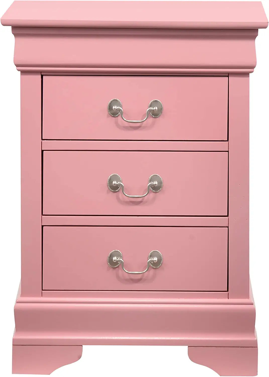 Glory Furniture 3 Drawer Nightstand, 29&#34;H X 21&#34;W X 16&#34;D, Pink