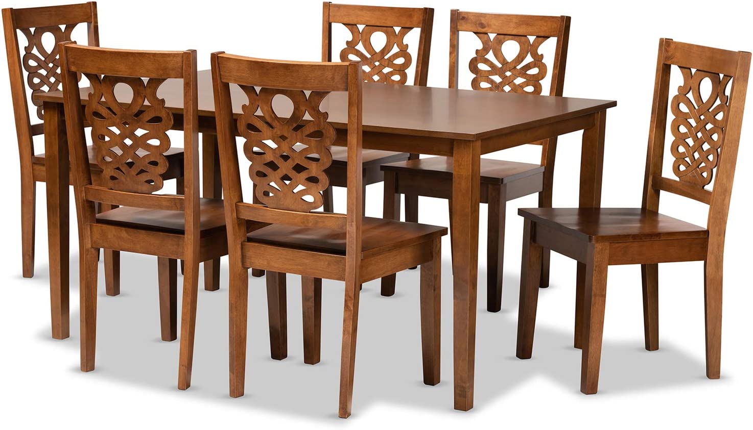 Baxton Studio Luisa Modern and Contemporary Transitional Walnut Brown Finished Wood 7-Piece Dining Set