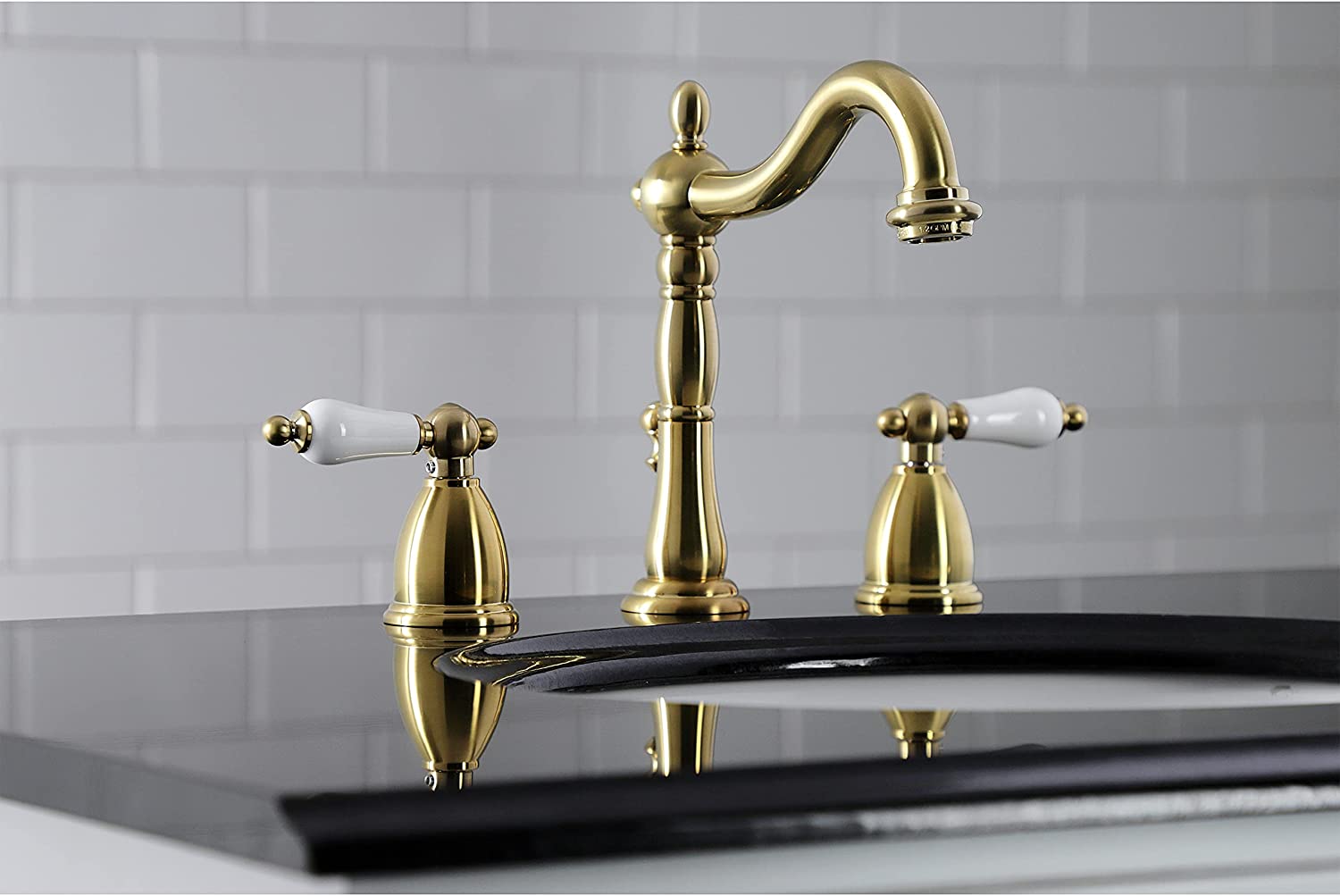 Kingston Brass KB1977PL 8 in. Widespread Bathroom Faucet, Brushed Brass