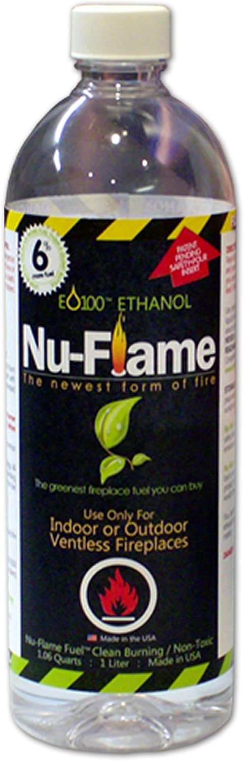 Nu-Flame Liquid Ethanol Fireplace Fuel, 1-Liter Bottle, 6-Pack