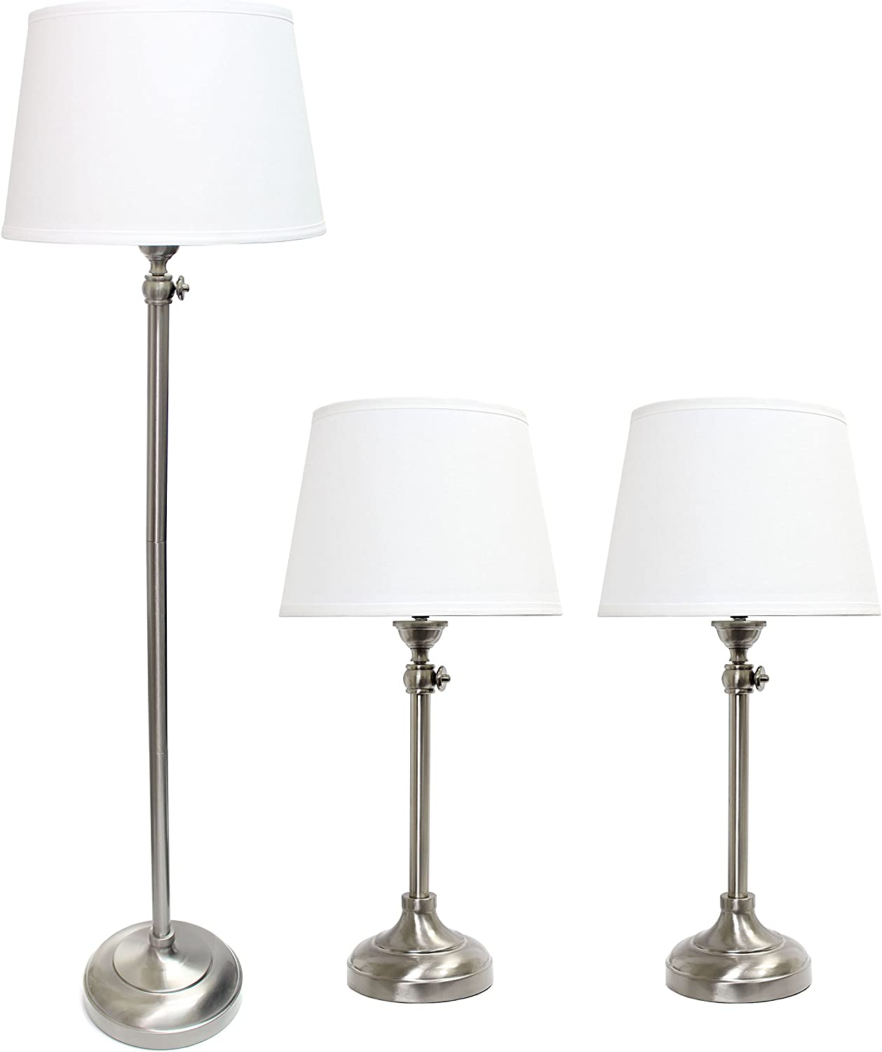 Elegant Designs LC1017-BSN Brushed Nickel Adjustable 3 Pack Lamp Set