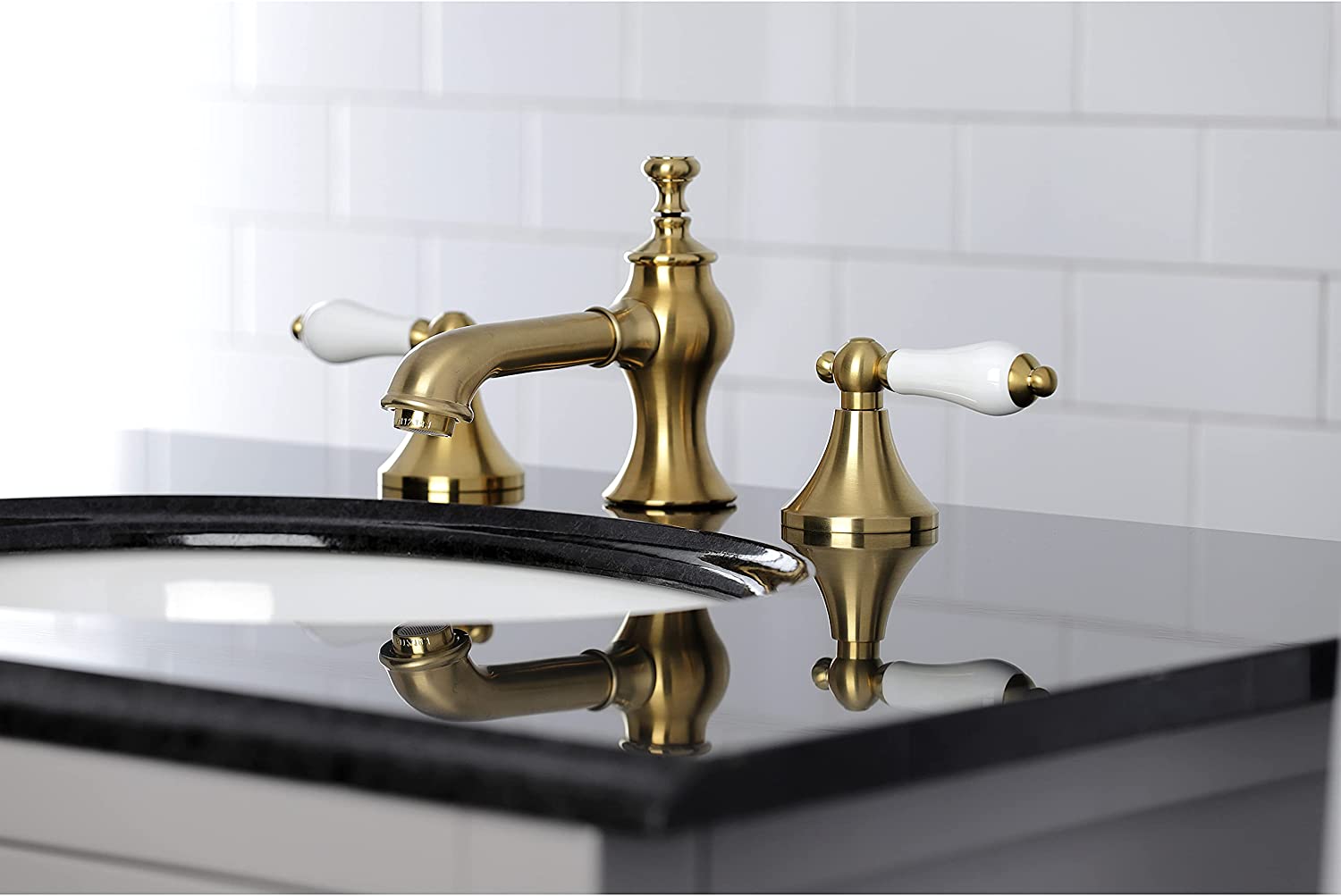 Kingston Brass KC7067PL Vintage 8 in. Widespread Bathroom Faucet, Brushed Brass